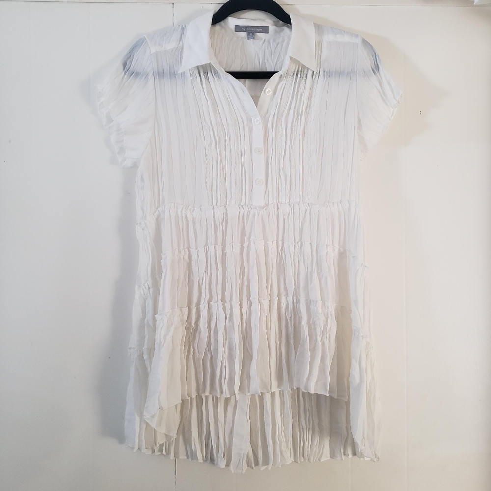 White ruffled boho top